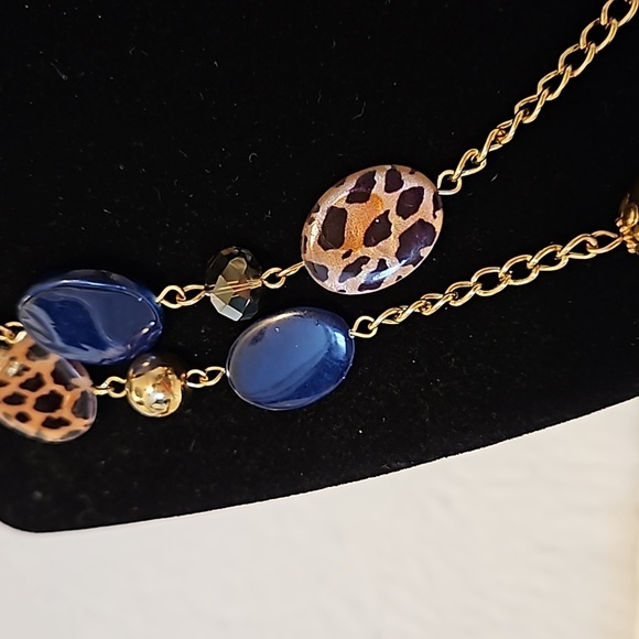 36"L Glass, Lucite, Metal & Stone Beads on Goldtone Chain w/ 3"Ext - Picture 2 of 8